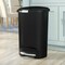 Black Plastic Semi-Round Trash Can with Foot Pedal and Slow Close Lid
